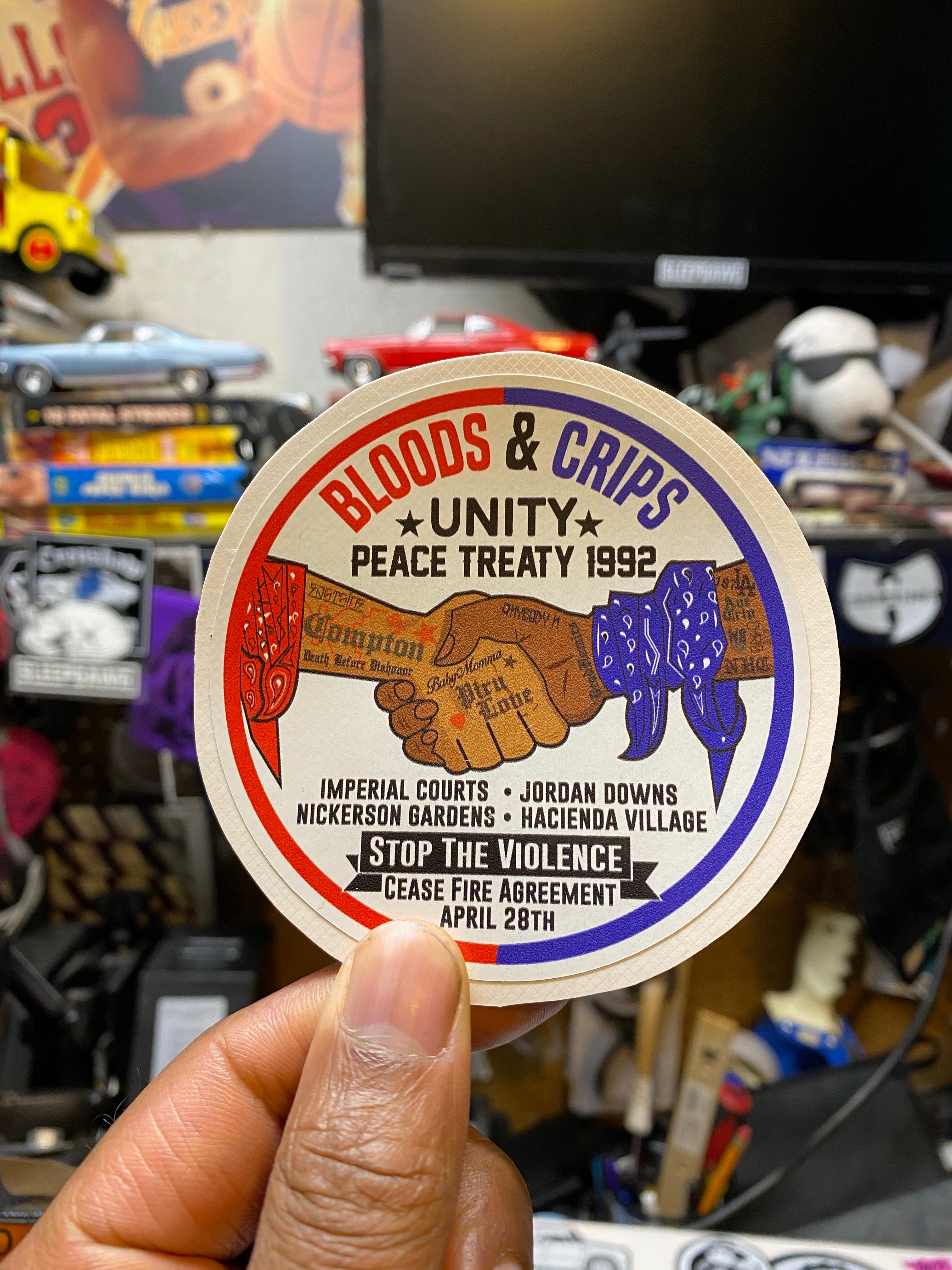 ‘Peace Treaty’ Bloods & Crips Sticker
