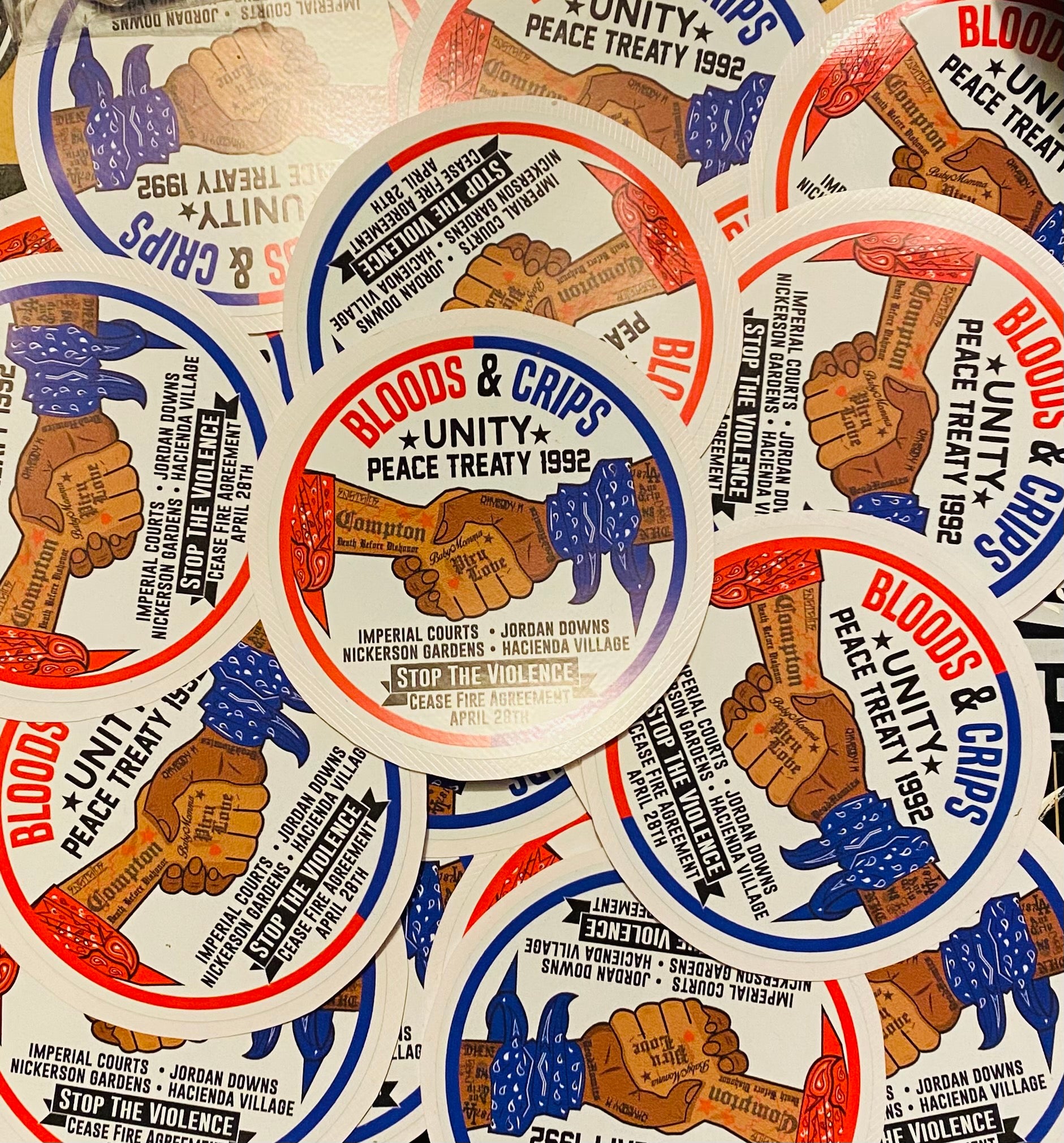 ‘Peace Treaty’ Bloods & Crips Sticker