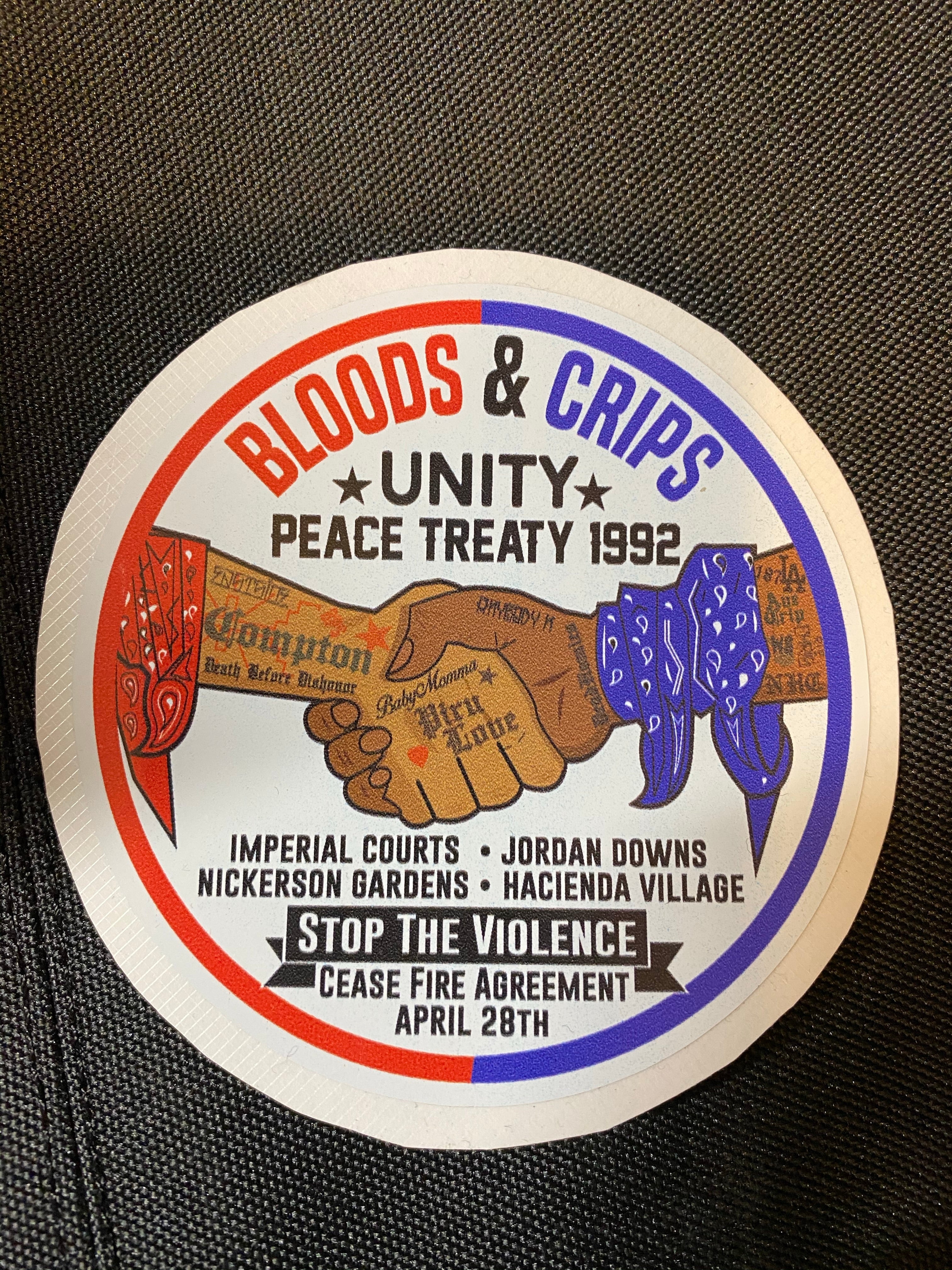 ‘Peace Treaty’ Bloods & Crips Sticker