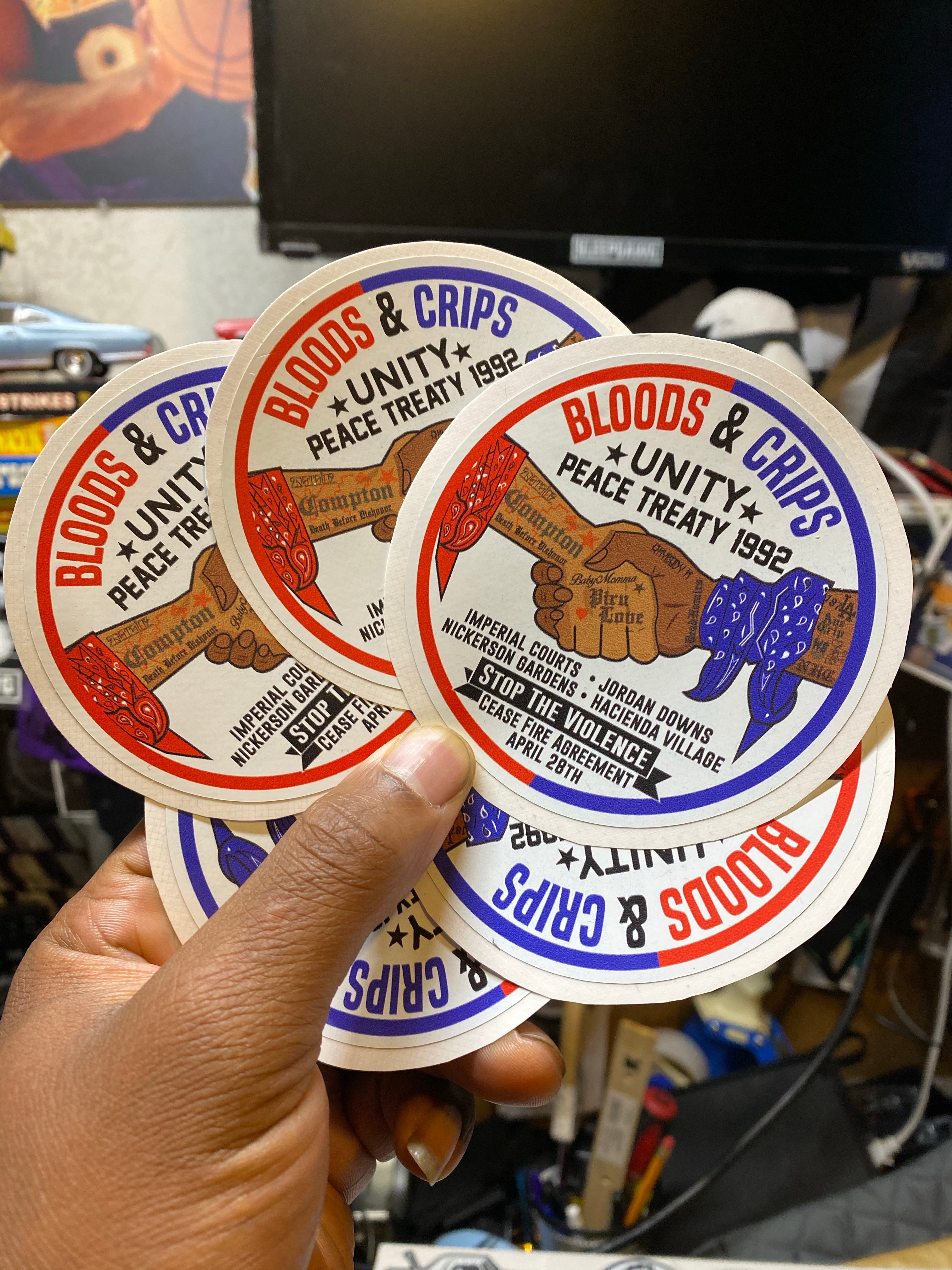 ‘Peace Treaty’ Bloods & Crips Sticker